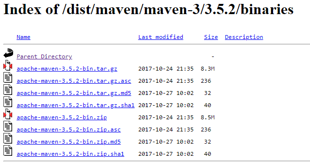 Maven 3.5.2 archive folder